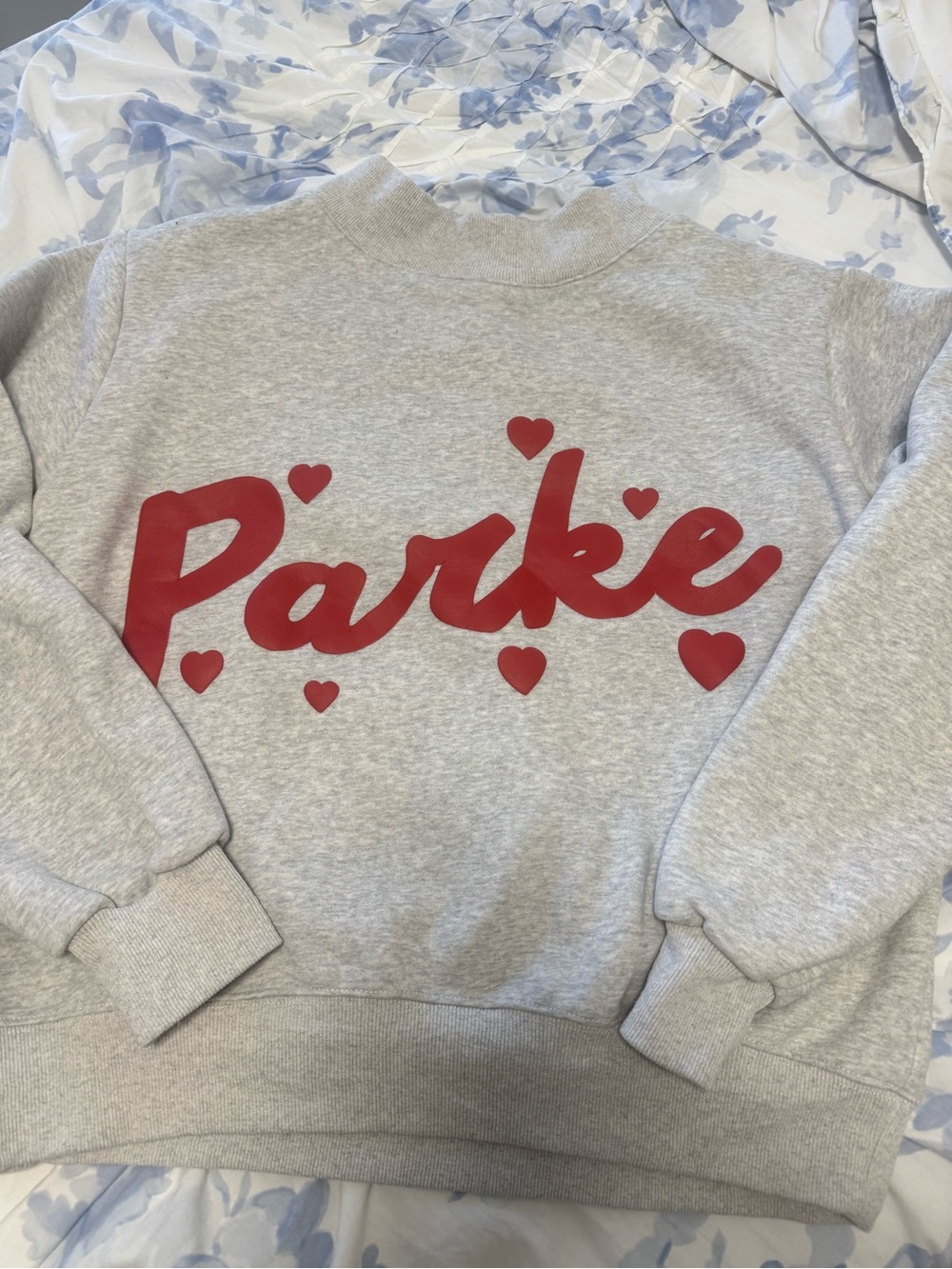 Parke Red Script Logo Sweatshirt - Grey